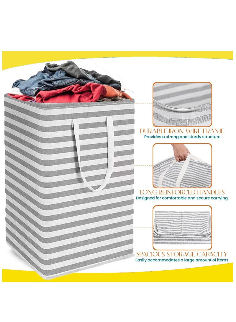 أكياس غسيل سعة 75 لتر، سلة غسيل كبيرة، مقاومة للماء، سلة غسيل قابلة للطي قائمة بذاتها، سلة ملابس طويلة للغسيل مع مقابض حمل سهلة لتنظيم الملابس المتسخة والألعاب - Image 3